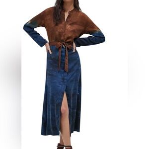 Cloth & Stone Perla Tie-Dye Maxi Shirtdress Size Medium.